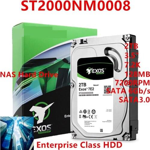New HDD For Seagate Brand 2TB 3.5" 7.2K SATA 6Gb/s 128MB 7200RPM For Internal Hard Disk For Enterprise HDD For ST2000NM0008