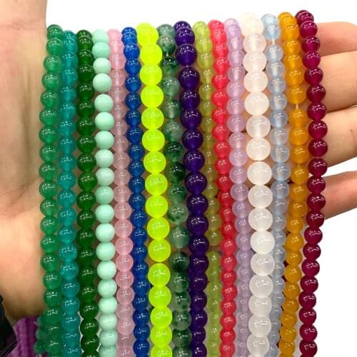 Wholesale Natural Stone Green Red Purple Chalcedony Round Spacer Beads For Jewelry Making DIY Bracelet Handmade Accessories