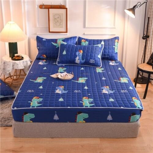 A pair of Printed Quilted Pillow covers for Mezzanine waterproof mattress cover for Home bedroom bed decoration