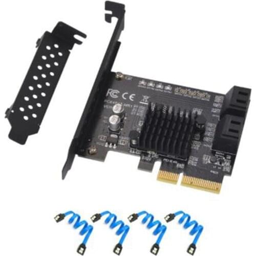 SATA III PCIe Card,Sata 3.0 Expansion Card to PCI-E 4 Port 6G Adapter Card 88SE9230 Expansion IPFS Hard Disk RAID Card