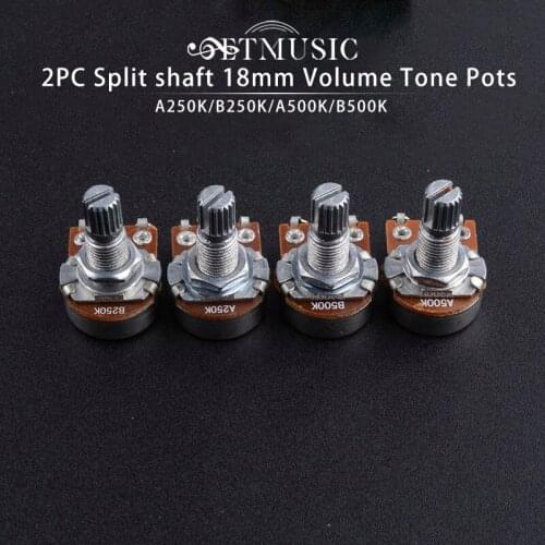 2pcs A500K/250K Potentiometer Splined Small Pot Electric Guitar Bass Effect Amp TPotentiometer Volume Potentiometers Guitar Part
