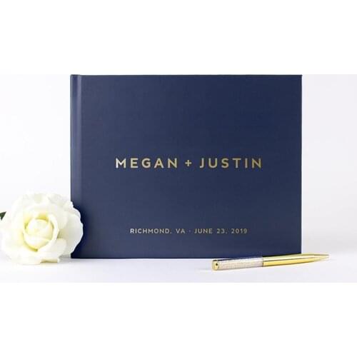 Silver Wedding Guest Book, Modern Wedding Guestbook with Silver Foil Sign In Guest Book, cutom Unique Landscape Photo Album