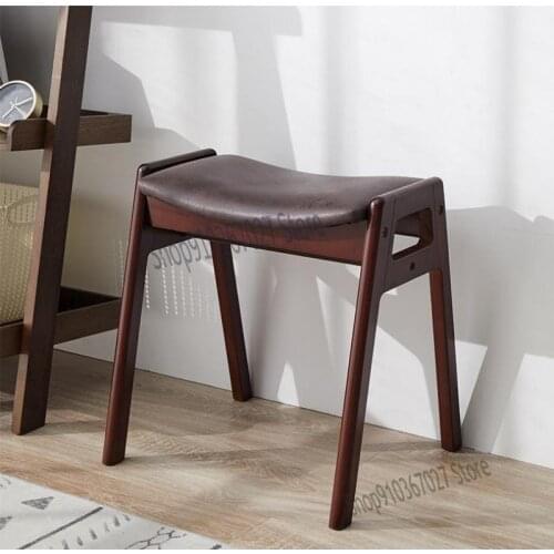 Nordic Solid Wood Dining Stool Square Stool Simple Modern Fashion Dressing Stool Creative Living Room Small Bench Chair