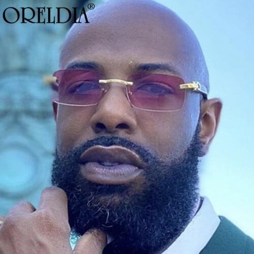 Crystal Cut Rimless Square Sunglasses Mens Retro Wood Gray Brown Sunglasses Male Hip Hop Driving Sunshade Ladies Glasses UV400