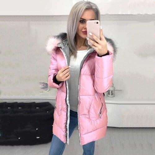 Winter Down Jacket Women Plus Size Down Coat Padded Jacket Puffer Warm Outerwear Female Long Parka Zip Up Faux Fur Hooded Jacket
