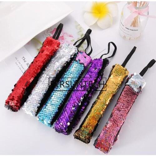 120pcs Reversible Sequin Girls Headband Mermaid Elastic Fabric Hairband Summer Style Head Band For Female Women Party Decor