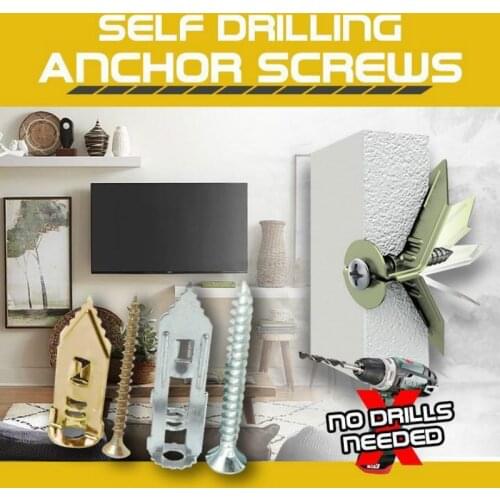 18Pcs Expansion Drywall Anchor Kit With Steel Expansion Screws Self Drilling Wall Home Pierced Special For Plastic Gypsum Board