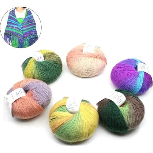 2019 Fancy Rainbow Yarn Cashmere Knitted Hand-woven Woolen Yarn Crochet Thread DIY Sewing Accessories