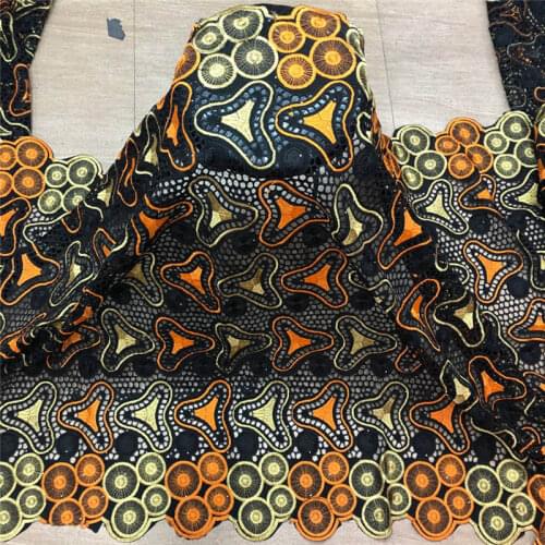 2020 latest fashion embroidery dry cotton with net lace fabrics 5 yards Swiss voile lace popular dubai style!HLF7855