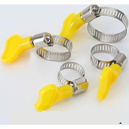 5 pc/lot Homebrew Pipe Clamp Fit 6mm-29mm OD Tube Plastic Handle Stainless Steel butterfly Hose Clamp Butterfly Key-Type clamp