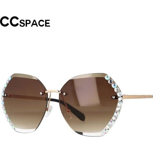 53099 Oversized Sunglasses Women Rimless Rhinestones Ladies Decorative Vintage Summer Female Shades Uv400 Occhiali Da Sole