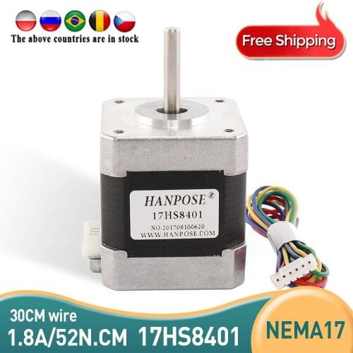 Free shipping 1PCS 4-lead Nema17 Stepper Motor 42 motor 17HS8401 1.8A CE ROSH ISO CNC Laser and 3D printer