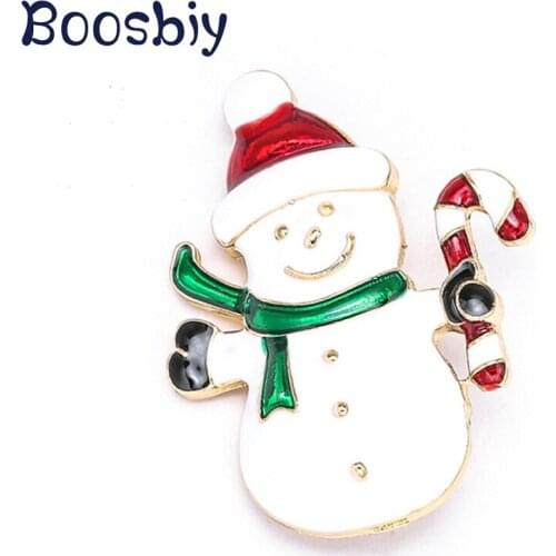 Boosbiy High Quality Enamel Alloy Christmas Anime Snowman Brooches New Year Jewelry Pin Gift For Women Girls Scarf Bijoux