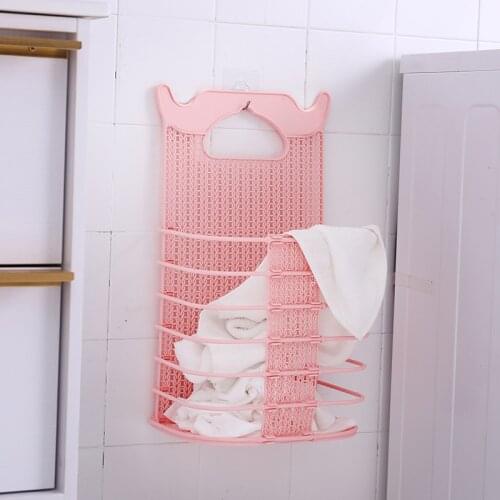 Household Wall-mounted Foldable Laundry Basket Bathroom Laundry Storage Basket Plastic Rattan Toy Storage Basket