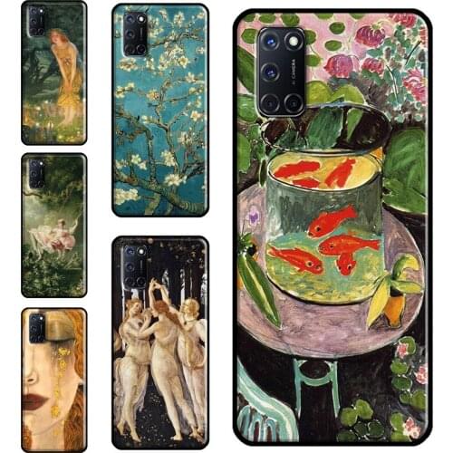Oil Painting Art Case For OPPO A91 A93 A83 A15 A31 A53 A9 A5 2020 F5 Find X3 Pro A52 A72 A3S A5S Cover Capa