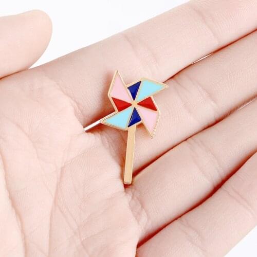 Color Windmill Lapel Pin Children Gift Hard Enamel Metal Pins Holiday Party Brooches Badges Denim Clothes Bags Cute Pins Gifts