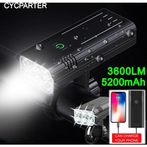 3600 Lumens Bike Light USB Rechargeable Bike Headlight 6T6 LED Super Bright Flashlight Front Lights Back Rear Light Safety Light