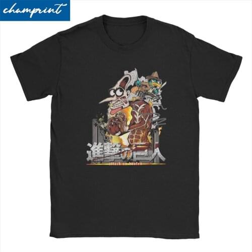 Attack On Doofen T Shirt for Men Women Pure Cotton Vintage T-Shirts Shingeki No Kyojin Anime Tees Short Sleeve Tops Plus Size