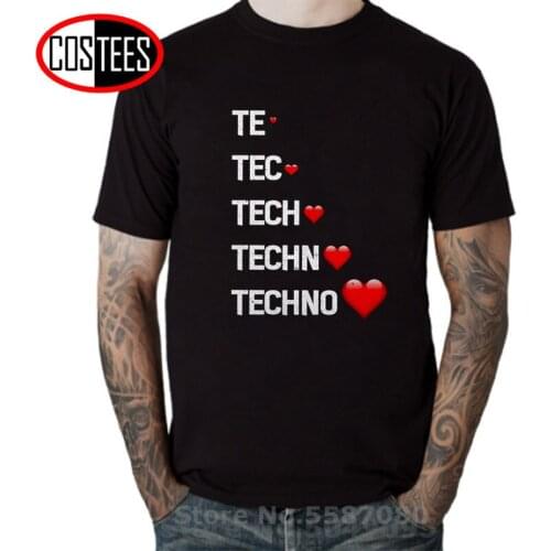 Techno Love T shirt men Techno Heart T-shirts Techno Gift Tatooine Clothing Techno Music Festival Tee shirt I Love Techno tshirt