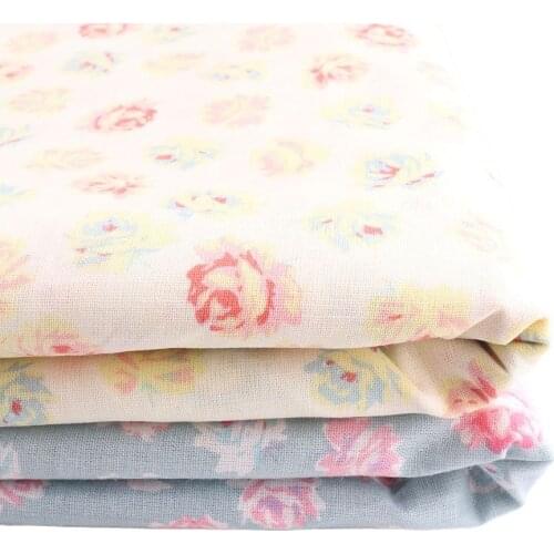 Cotton materials 44inch Yellow Blue Flower print by half meter for DIY Sewing Bed Sheet Dress making cotton fabric Sewing Craft