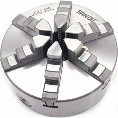 K13-160 Six Jaw Self-Centering Chuck Lathe 160mm Scroll Chuck K13-160 with Hardened Steel SANOU Brand