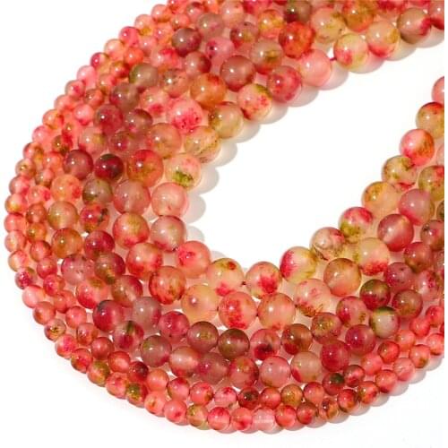 6/8/10mm Gemstone Natural Stone Plum-Blossom Jade Round Beads for DIY Necklace Bracelet Earring Jewelry Making Accessories
