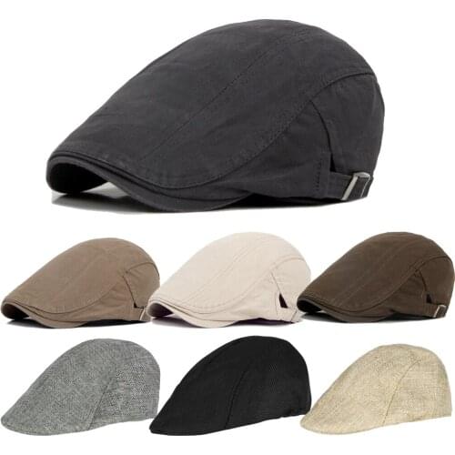 Classic Casual Caps Beret Hat Retro Adjustable Men Sun Hats Berets Caps Cotton Plain Flat Brim Leisure Men Cap All Seasons