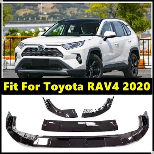 3 PCS Carbon Fiber Look Golss Black Car Lower Body Kit Front Bumper Lip Diffuser Spoiler For Toyota RAV4 2020