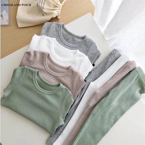 Baby Pajamas Set Ribbed Unisex Kids Pyjamas Boys Girls Sleepwear Cotton Children Pijamas Boy Girl Nightwear PJS Clothing set