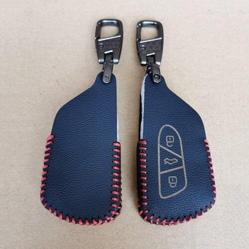 Leather Car Key Cover Fob Cases For VW Volkswagen Golf 8 Mk8 2020 Skoda 3 Buttons Smart Keyless Remote Control Keychain Holder