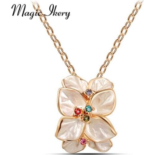 Magic Ikery New Spring Gold Color Rhinestone Crystal Rose flower African costume Pendants Necklace Fashion Jewelry for women