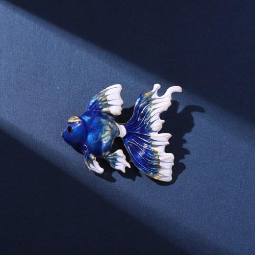 Cartoon Cute Enamel Brooch Blue Drip Glaze Retro Fish Brooch Hat Bag Backpack Metal Badge Lapel Pins Clothes Jewelry Women Gifts