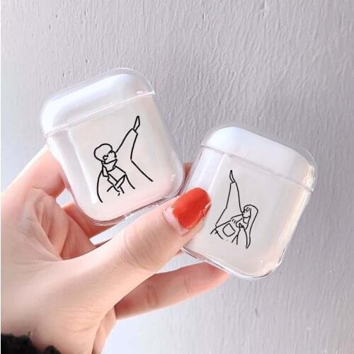 Soft silicone Earphone Case For Apple Airpods1/2 Case Cover Plants Couple Cartoon Transparent Clear Luxury Case For Airpods Case