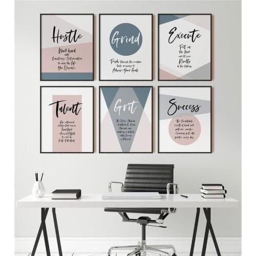 Set of 6 Motivational Wall Art Prints Inspirational Quote Canvas Painting Modern Office Study Room Wall Decor