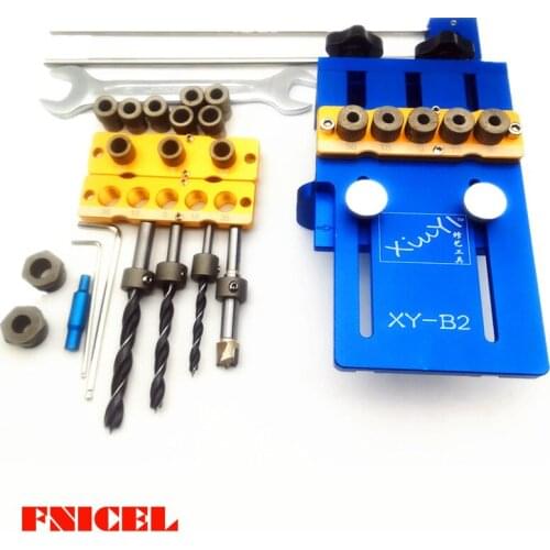 4 In 1 Hole Tenon Punching Locator Dowelling Jig for Furniture Plate Punch Woodworking Drill Guide Kit Locator Aluminium Alloy