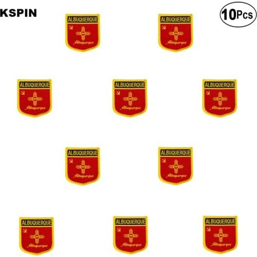 Albuquerque Flag Embroidery Patches Iron on Saw on Transfer patches Sewing Applications for Clothes in Home&Garden