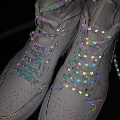 New Holographic Reflective Star Shoelaces Double-sided Reflective High-bright Reflective Flat Laces Sneakers ShoeLaces