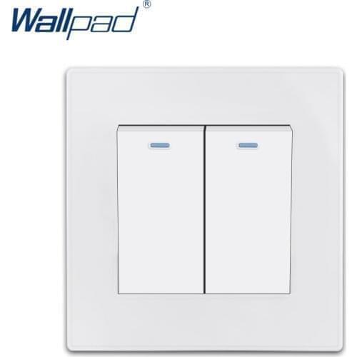 New Arrival 2 Gang Intermediate Wallpad Luxury White Wall Light Switch Rocker Switch 10A AC110~250V PC Panel