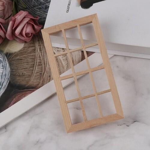 New 1:12 Dollhouse Wooden Window Frame Miniature Doll House Furniture Toys 13.4x7.3x1.2cm