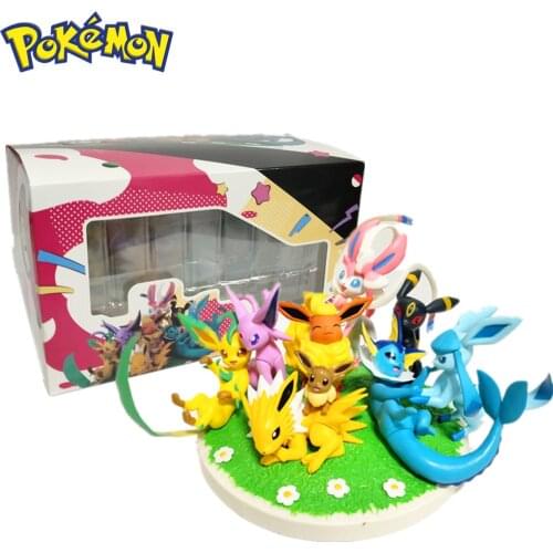 Pokemon Anime Eevee Family Vaporeon Jolteon Flareon Action figure Toys 130mm Pokemon Go Pikachu Eevee Figurine Model Gift