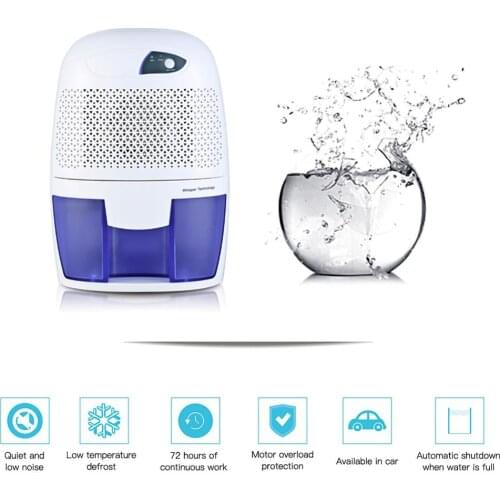 Mini Dehumidifier Semiconductor Air Dryer Desiccant Moisture Absorber 500ML Water Tank for Cabinet Home Bedroom Kitchen Office