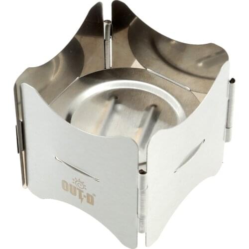 Portable Folding Stainless Steel Pot Stand with Tray Solid Fuel Stove Stand with Copper Alloy Alcohol Stove