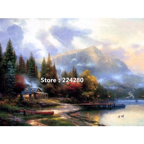 Needlework,for embroidery,DIY Mountain forest scenery lake house Cross stitch kits,Art Pattern counted Cross-Stitching decor