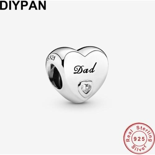 Fit Pandora Bracelet Charm 925 Sterling Silver Original Dad Heart Charm Bead Silver 925 Jewelry Berloque