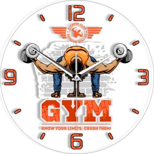 Know Your Limits Crush Them Fitness Quote Modern Design Wall Clock Bodybuilding Wall Art Home GYM Décor Silent Quartz Wall Clock