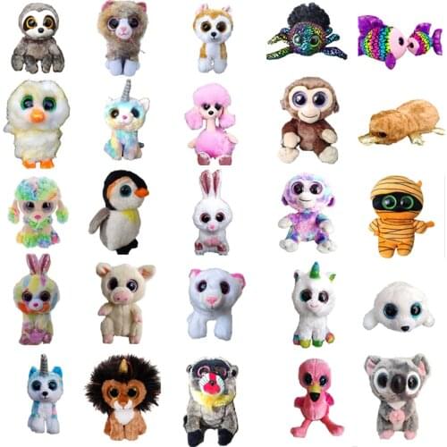 TY Toy Cat Dinosaur Koala Rabbit Unicorn Shiny 15cm Plush Toys for Boys Kawaii Goat Girls Doll Cute Stuffed Animal Birthday Gift
