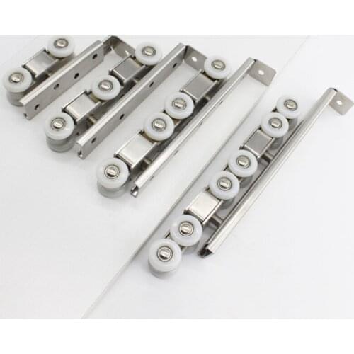 Stainless Steel Sliding Doors Pulley Hanger Roller Hanging Rail Wheels High Load-Bearing Sliding Door Track Rail Hardware