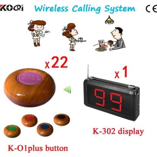 Waterproof Customer Digital Call Button For Waiter Service 1 Display Screen+22 Table Buzzers Transmitter