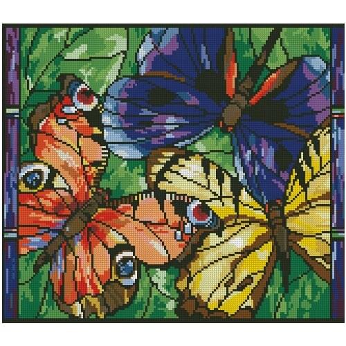 Top Quality Beautiful Lovely Counted Cross Stitch Kit Stained Glass Beauties Butterfly Three Butterflies