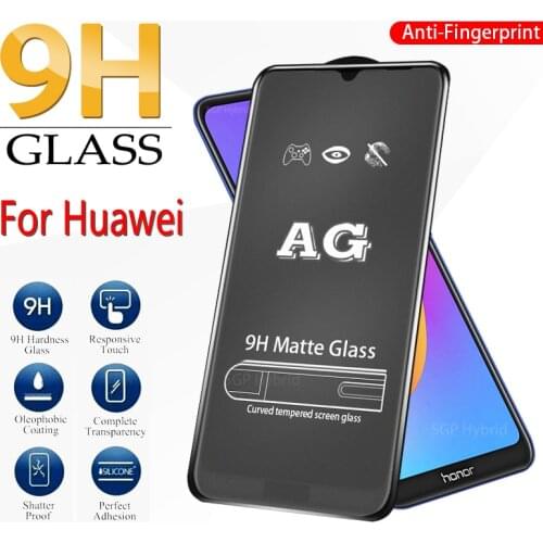 Matte Frosted Tempered Glass On Y6 2019 Protective Glass For Huawei Y6 Prime Y7 Pro Y5 Y9 Y 5 6 7 9 2019 Full Glue Safety Glass